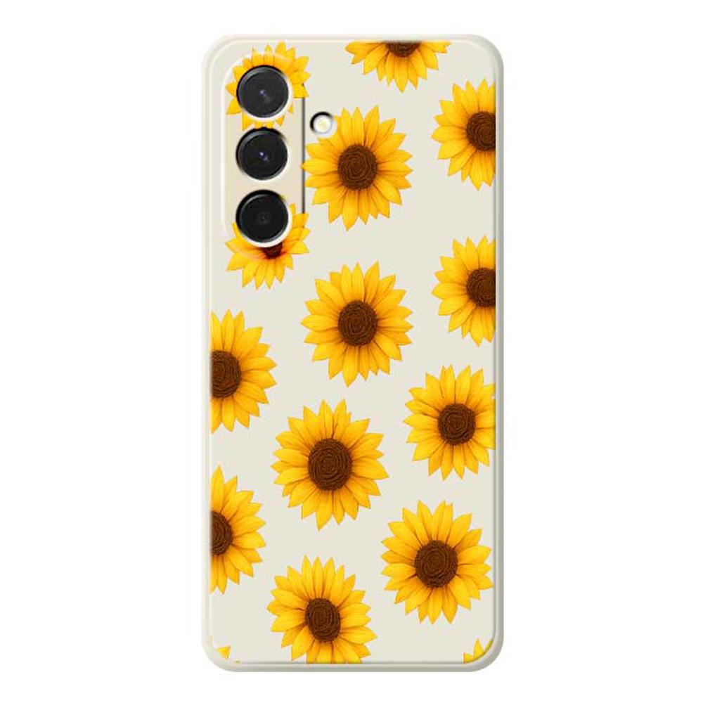 

For Samsung Galaxy A36 5G Case Sunflowers Pattern Printing Straight Edge TPU Phone Back Cover Beige