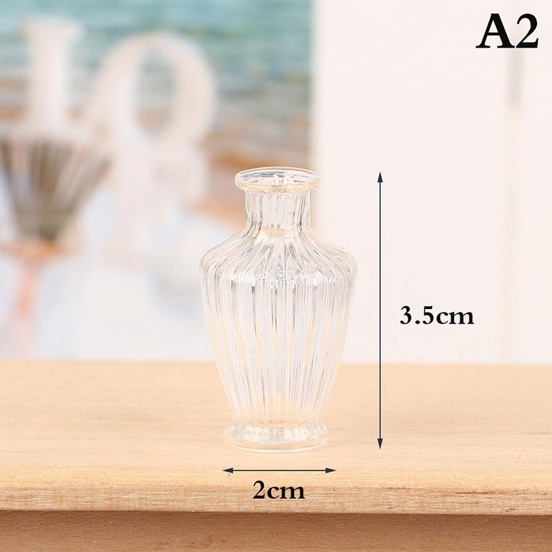 1/12 Scale Miniature Dollhouse Glass Vase Mini Stripe Wishing Glass Bottle Simulation Vase Model for Doll House Accessories Toy