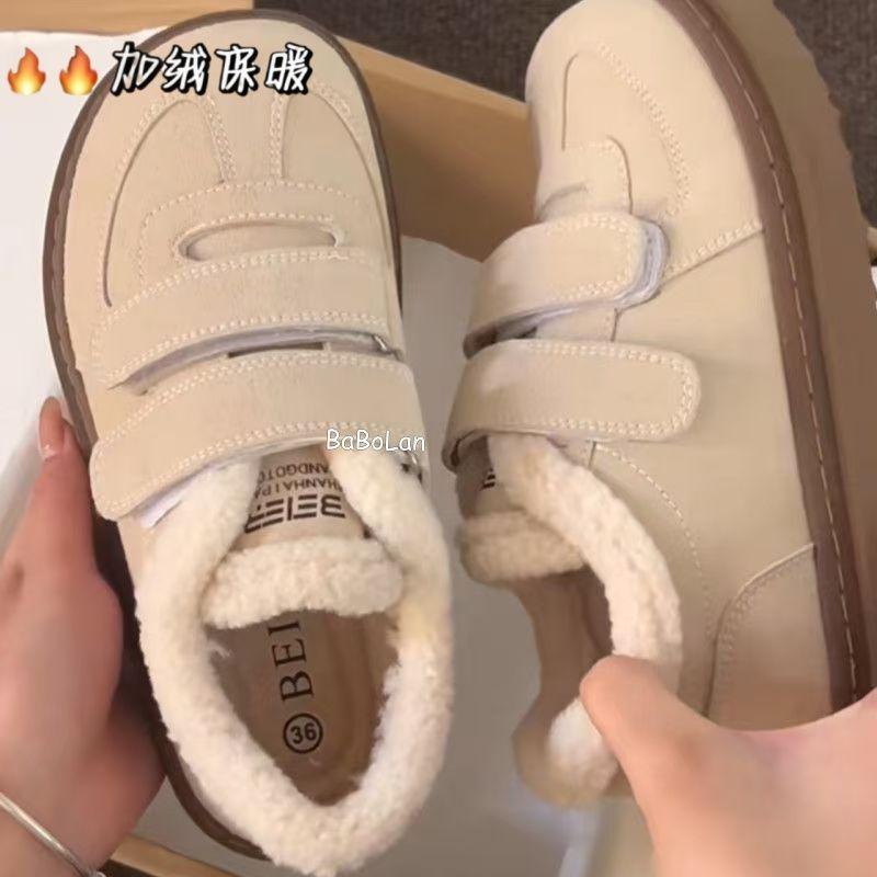 

Velcro velvet cotton shoes women s autumn and winter new thick baseplate shoes thickened fluffy Birkenwhite cotton shoes 40