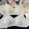 French floral seamless underwear women's small breasts gather without steel rings to close secondary breasts anti-sagging girl pure desire lace bra