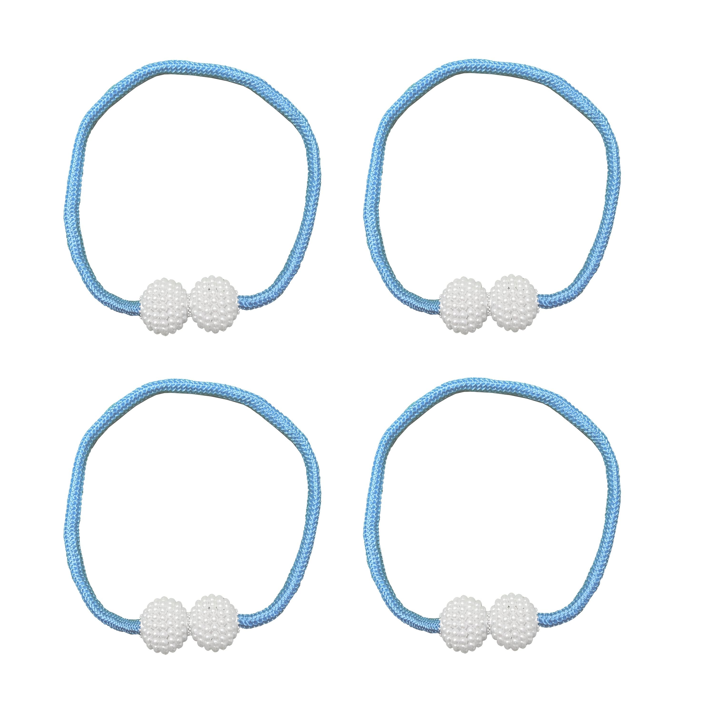 

4 шт. Магнитные подхваты для штор, Декоративные зажимы для штор с искусственным жемчугом, Веревочные подхваты для штор и драпировок небесно-голубой