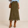 Damen Color Retro A-Linien-Rock mit Nieten und Quaste für Herbst Winter