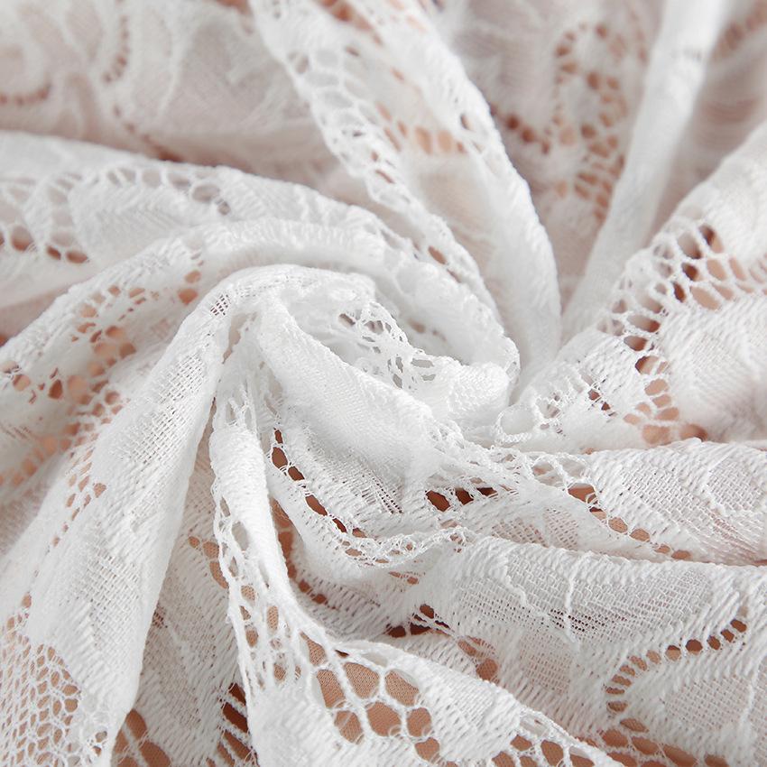 Celebrity Style White Lace Dress Women's French Autumn and Winter Inner Cover Double-layer Horn Sleeve A-shaped Skirt Small White Dress Women's Cloth
