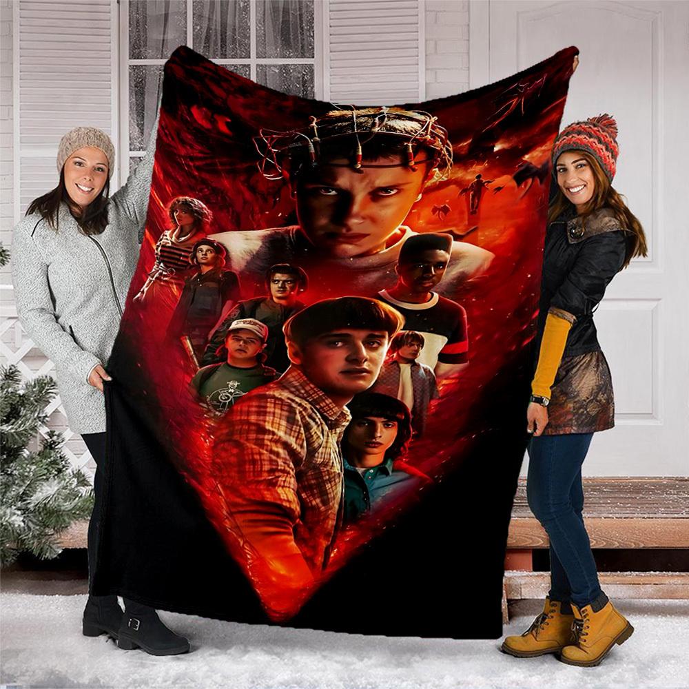 1pc Stranger Things Outdoor Personalized Flannel Blanket, Soft, Lightweight Personalized Flannel Blanket, Digital Printing,