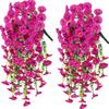 2Pcs Artificial Morning Glory Hanging Flowers Fake Flower Outdoor Home Garden Wall Hanging Petunias Plants Wedding Decoration
