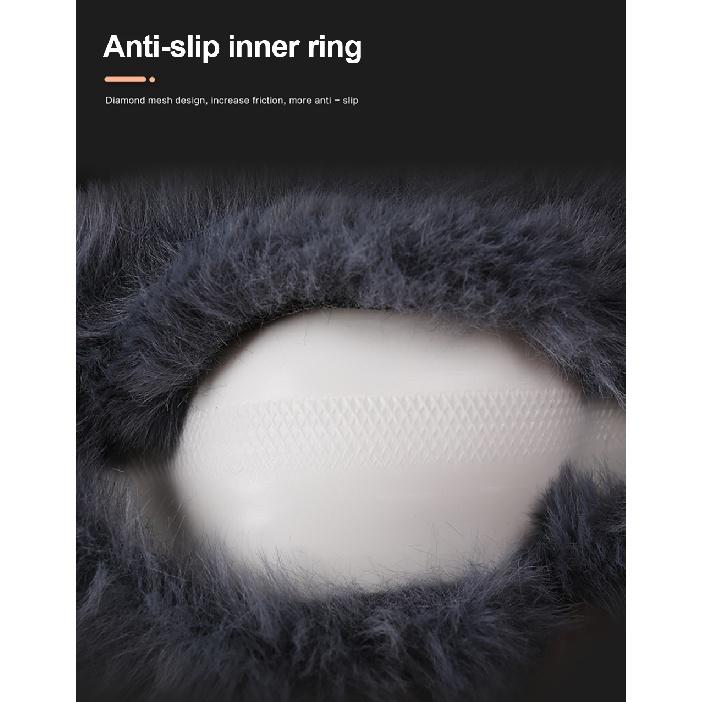 Auto-Lenkrad-Abdeckung, Schutz, Dekoration, warm, super dick, Plüsch, weich, schwarz, Lenkradbezug für Damen und Herren