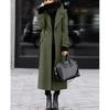 Womens Wool Blend Coat Winter Thickened Mid-Length Trench Style Outerwear Casual Elegant Double-Breasted Jacket