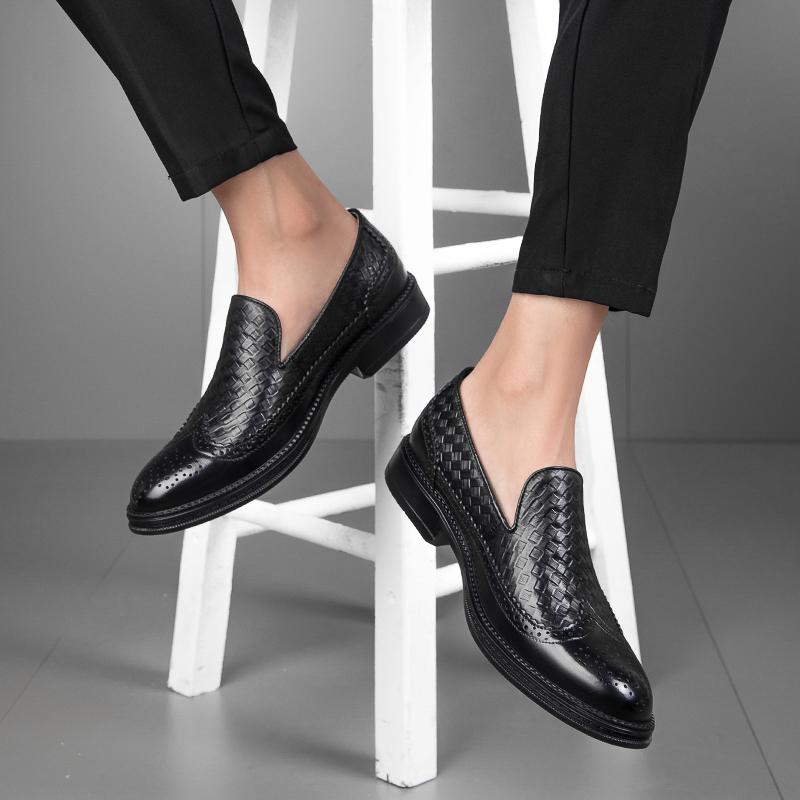 Nouveau cuir véritable hommes plat rehausseur chaussures d'affaires en cuir formel chaussures homme britannique décontracté chaussures de mariage