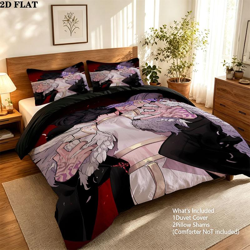 Kpop Dämonenjäger Muster Bettwäsche Steppdecke Set Bettbezug Kissenbezug Zuhause Geburtstagsgeschenk(1 Bettbezug + 2 Kissenbezüge, ohne Füllung)