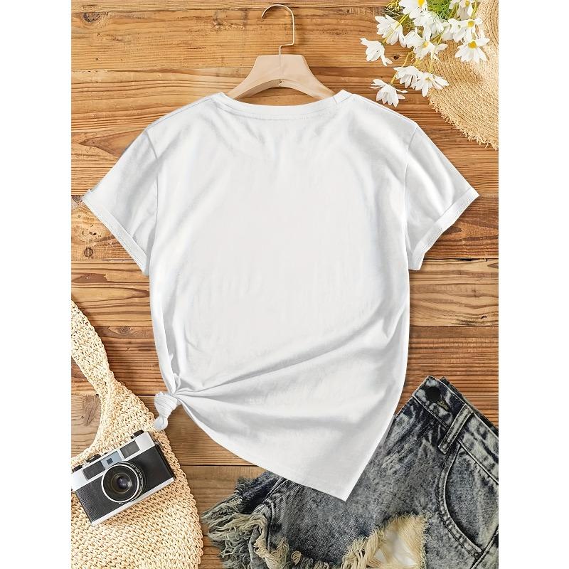 Europese Maat Dames Vintage Bloemen Schildpad & Perzikbloesem Print Korte Mouw T-shirt - Zacht Stretch Ronde Hals   voor Lente Zomer Herfst