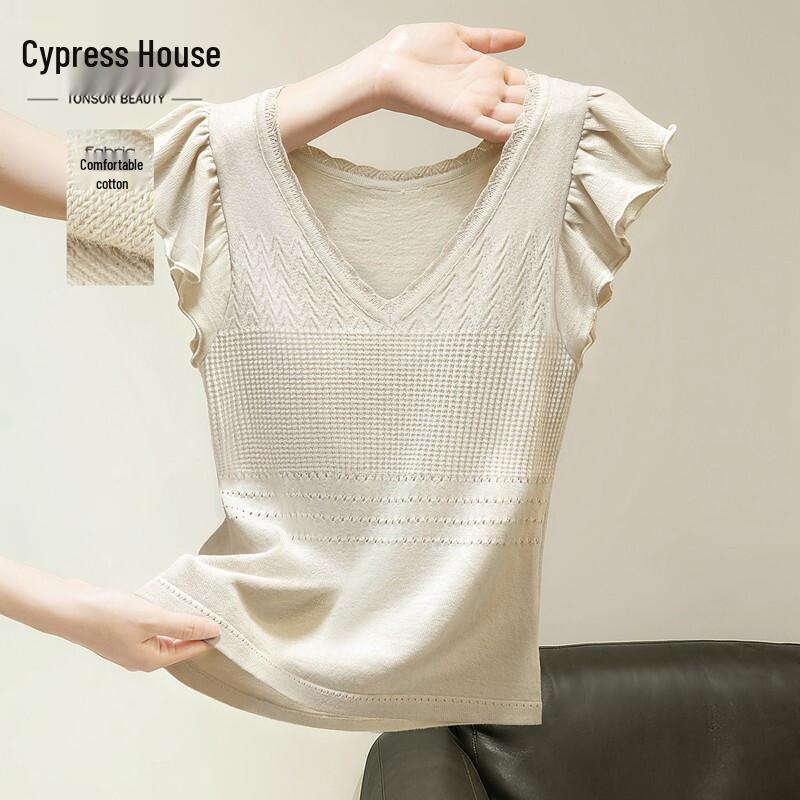 Sibaisha Women s Hollow V-Neck Knit Pullover Top One Size