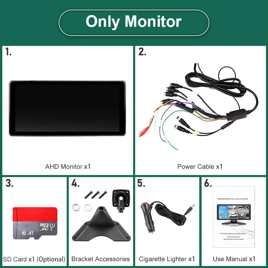 

10,36-дюймовый 4-канальный монитор BSD с сигнализацией слепых зон для грузовиков и автобусов с видеорегистратором и 4 инфракрасными камерами парковки AHD 1080P Without SD card