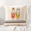 Cute Cat Cartoon Animal Cushion Cover Natural Linen Organic Fabric DoubleSided Printing Sofa Home Decor Breathable Bed Pillow