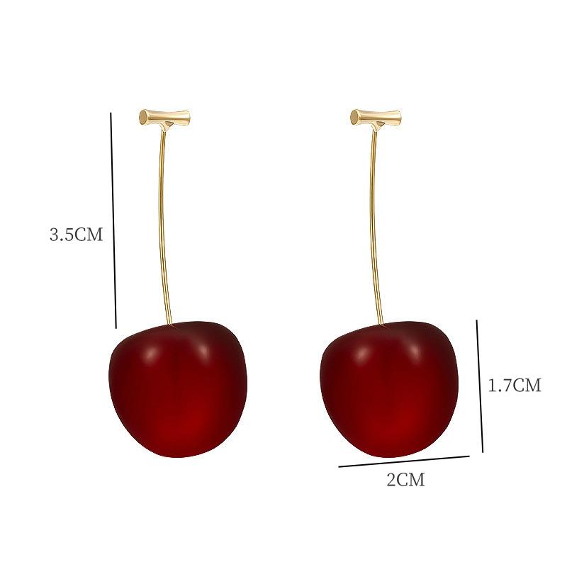 Hot selling small fresh sweet lovely cherry cherries earrings pendant fruit earrings red cherry earrings charm Zircon