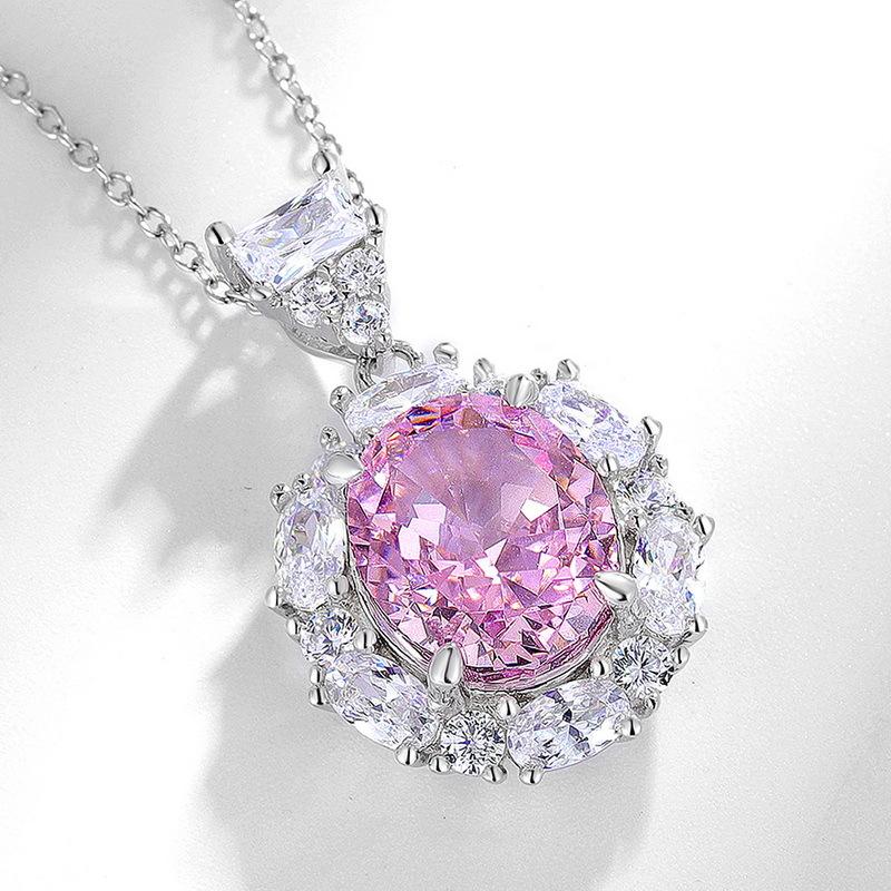 Smykketrend Nett Rød Ice Cut Høykarbon Diamantanheng Kravebenskjede S925 Sølvfarge Treasure Sølvsmykkerhalskjede