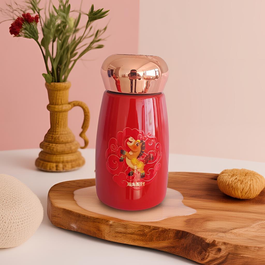Small mushroom 316 covered ceramic thermos cup, small and portable water cup, new high-value intelligent temperature display pocket cup