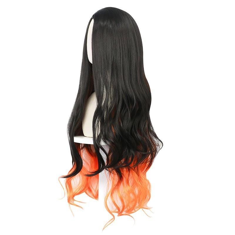 Wig Black Gradual Change Orange Long Curly Hair