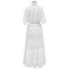 Cross Semi-Sheer Plunge V-Neck Short Sleeve Lace Maxi Dress