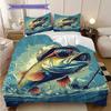 Fish Pattern Bedding Quilt Set Quilt Cover Pillowcase Home Decoration Birthday Gift (1 * duvet cover + 2 * pillowcase, without core)