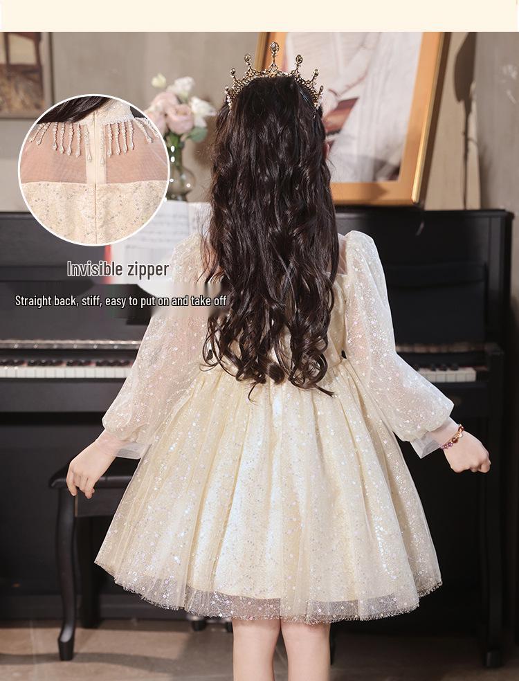 Dívčí elegantní jarní princeznovské večerní šaty s nadývanou tylovou sukní - Dětská móda vysoké kvality.
