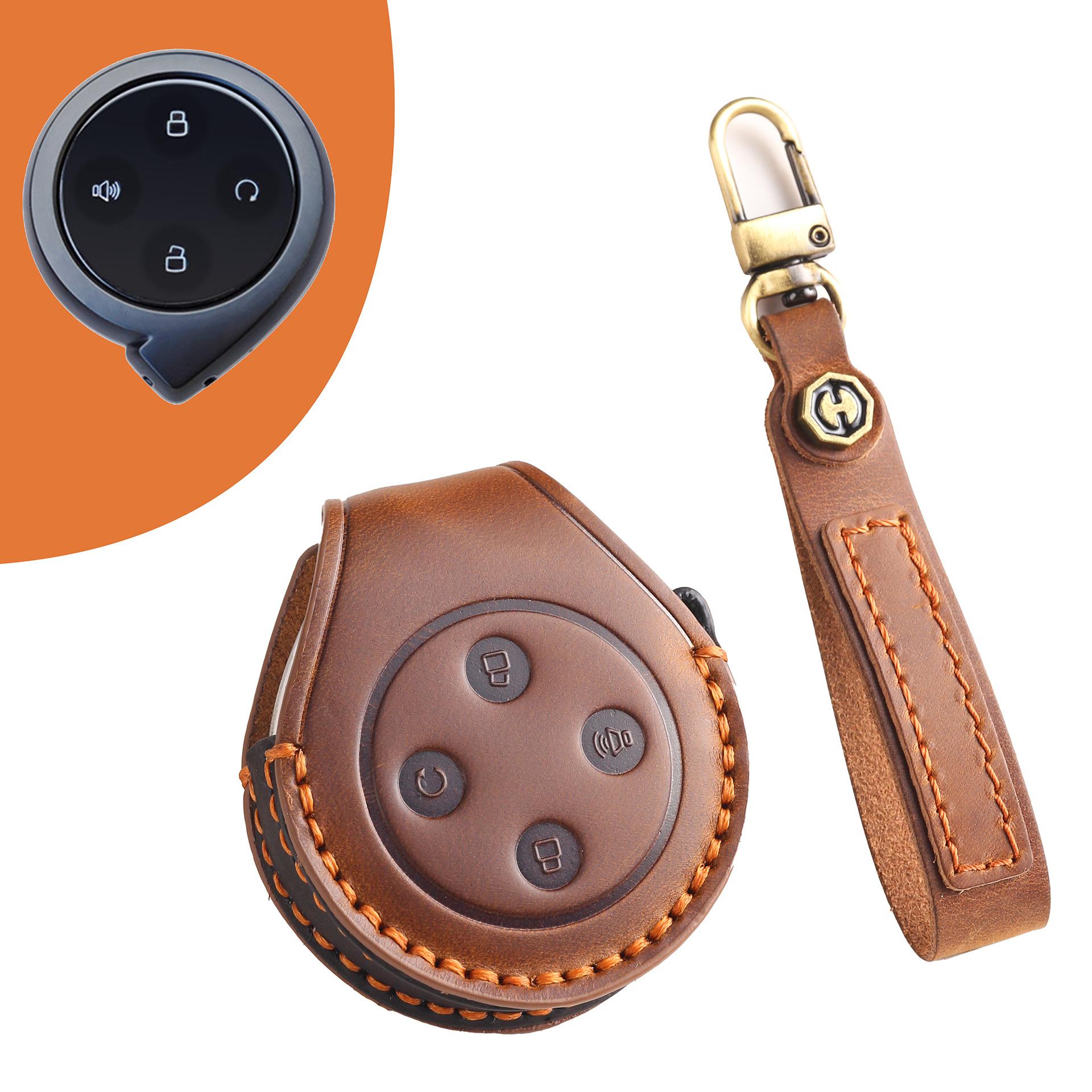 

Applicable to Shanhai gun key cover, first-layer real cowhide Great Wall pickup truck car protective case and buckle special high-end коричневий