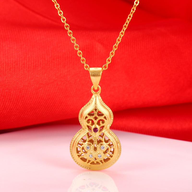 

24-каратное золото, медная подвеска из полой тыквы, женское ожерелье Fulu, подвеска, антикварная ювелирная кулон