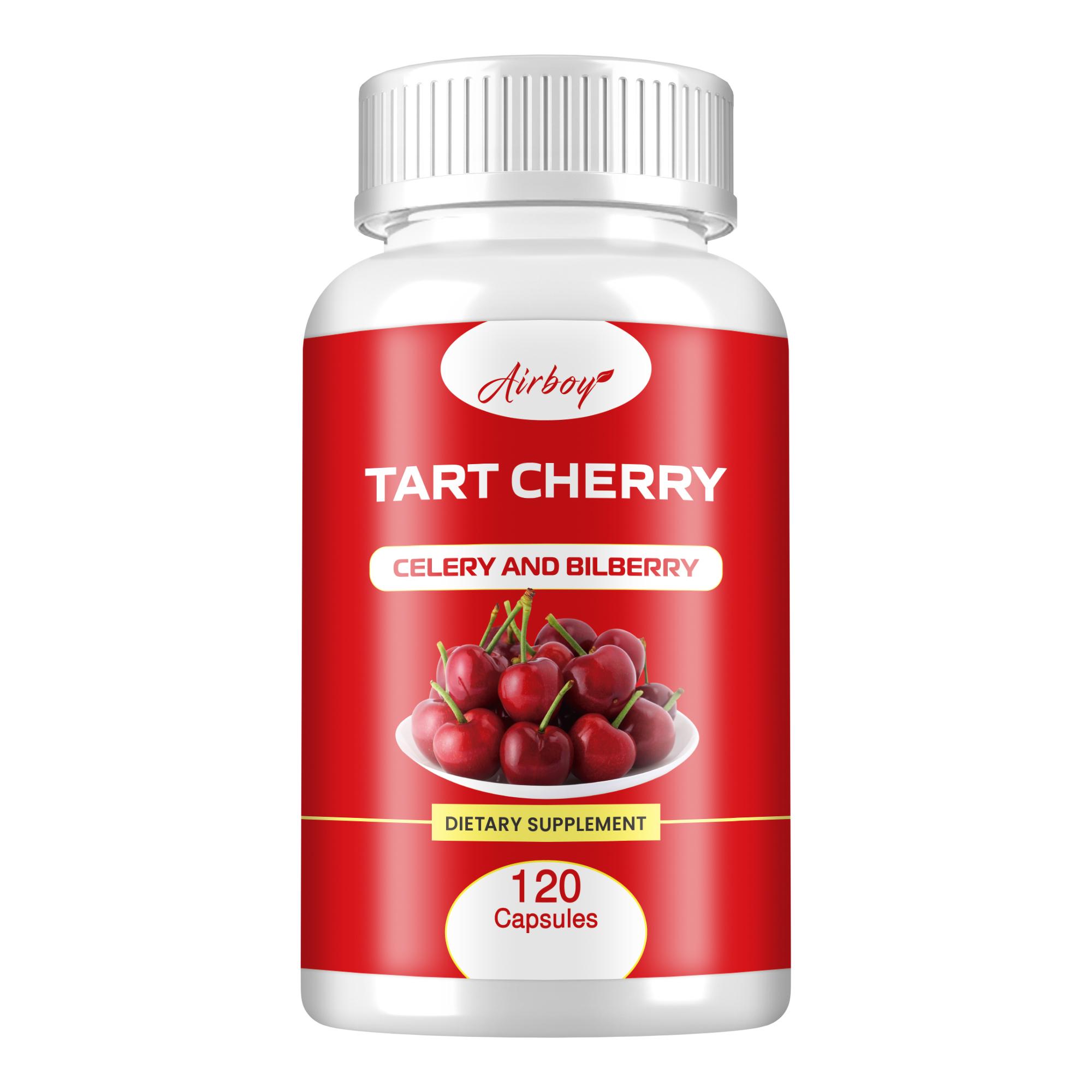 Airboy Organic Tart Cherry Extract Capsules, made with tart cherry concentrate and celery seed, nutritional supplement. 120*1