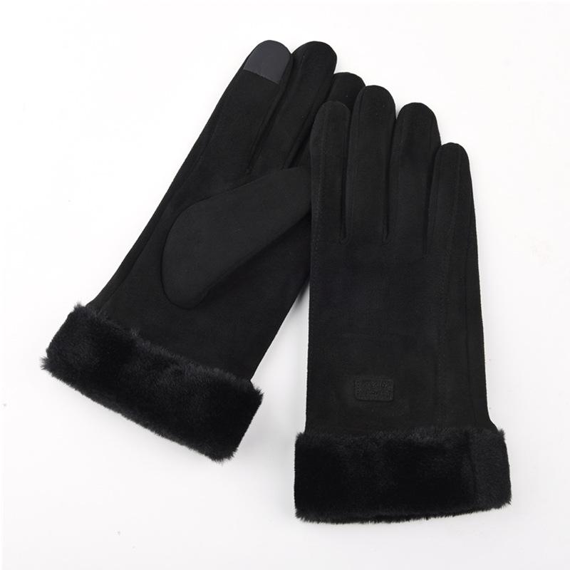 Winter gloves women's warm fleece thickened cute non-slip, windproof and cold-proof cycling electric car gloves