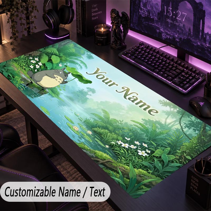 Custom Text Big Mousepad, Extended Desk Pad For Laptop Work GameMy Neighbor Totoro