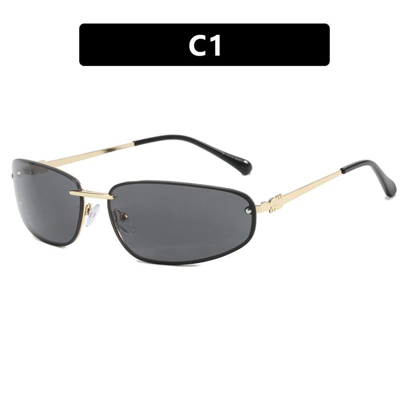 Ovale rammeløse Y2K luksussolbriller merkedesign high-end styling punk-solbriller utendørs retro personlighetssolbriller kvinner