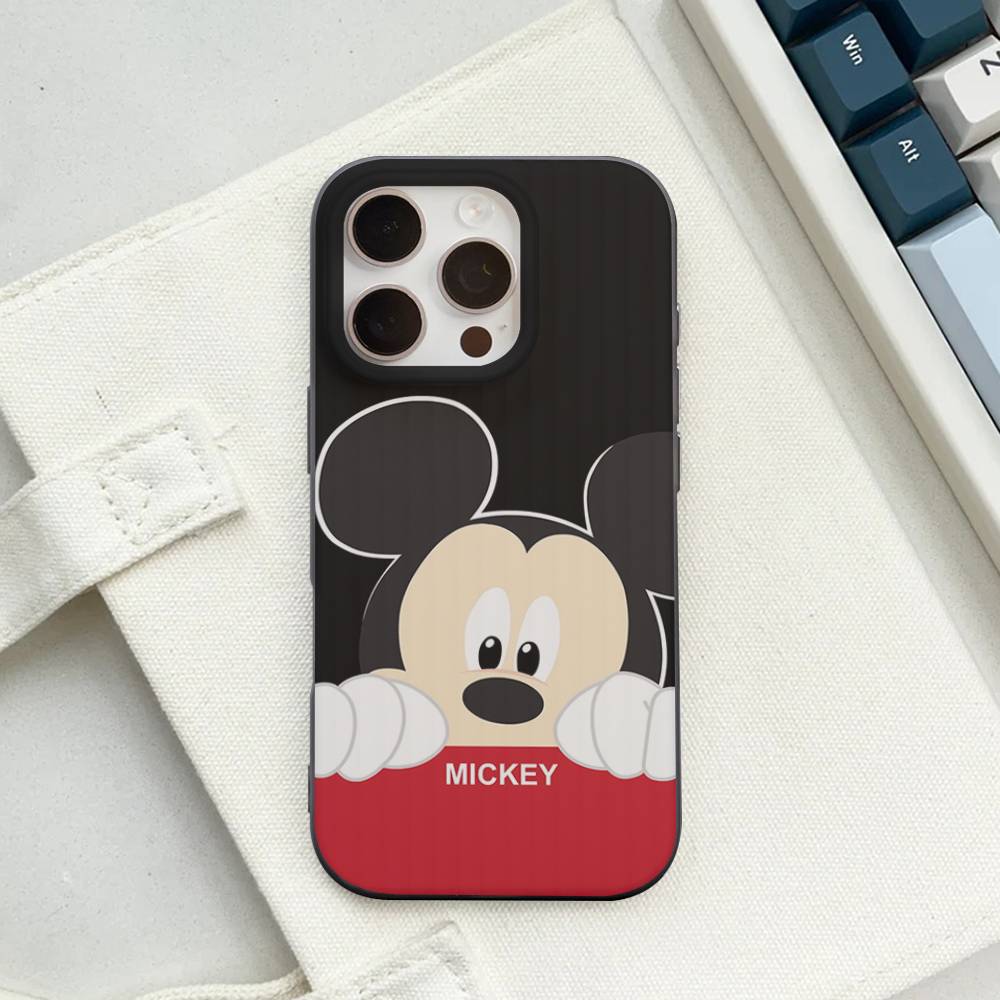 M-Minnie M-Mickey For iPhone 16 15 14 13 12 11 17 Pro Max Plus Wave Corrugated Phone Case Anti Drop Cover