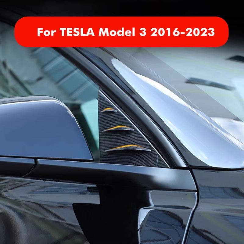 For Tesla Model 3 2016- Car A-pillar Triangular Decorative Cover Auto Real Carbon Fiber Exterior Modification Accessories
