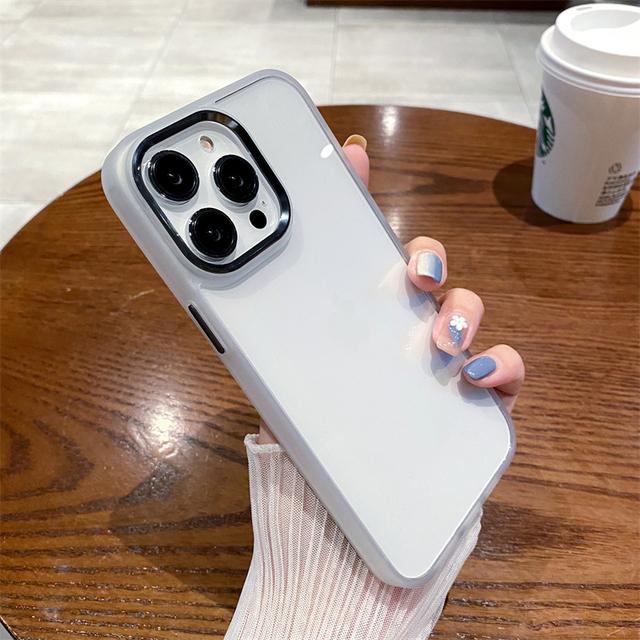 Purple Plating Lens Frame Transparent Phone Case For Iphone 14 Pro Max 11 12 13 Pro Max Camera Protection Clear Shockproof Cover
