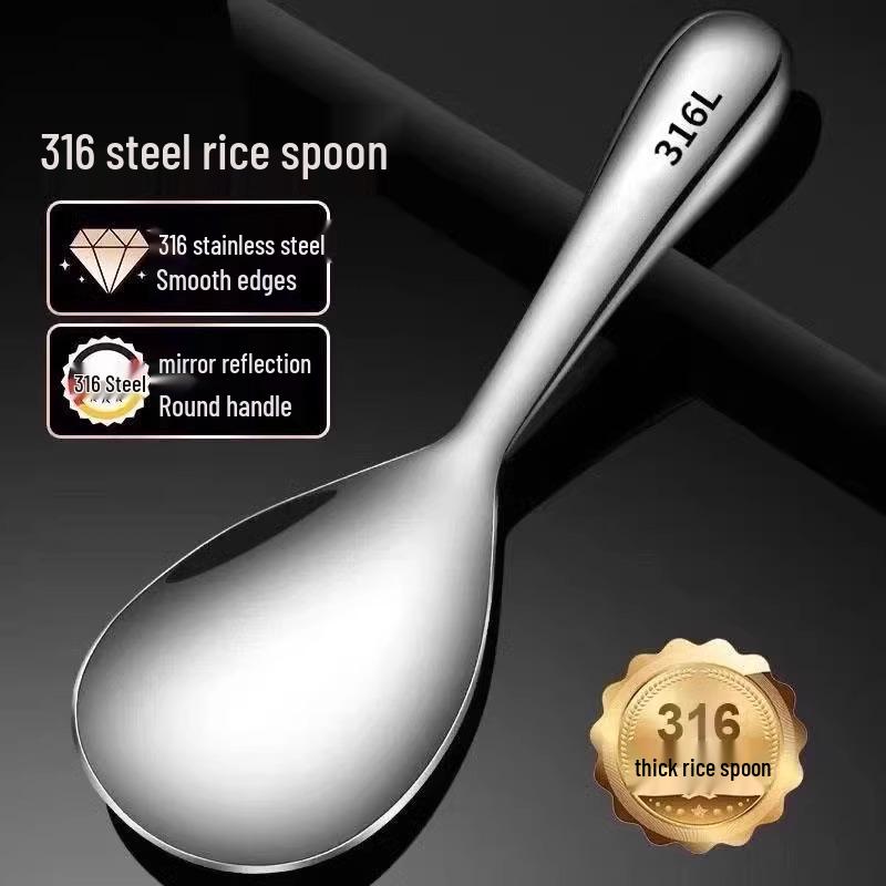 Extra Thick 316 Stainless Steel Non-Stick Rice Serving Spoon and Spatula for Household Use