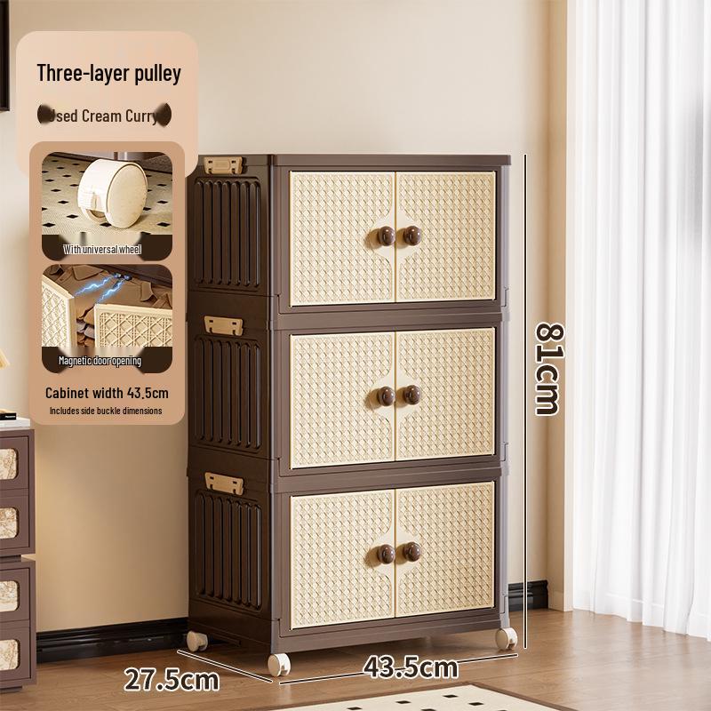 Vintage-Style Double Door Folding Storage Cabinet for Clothes
