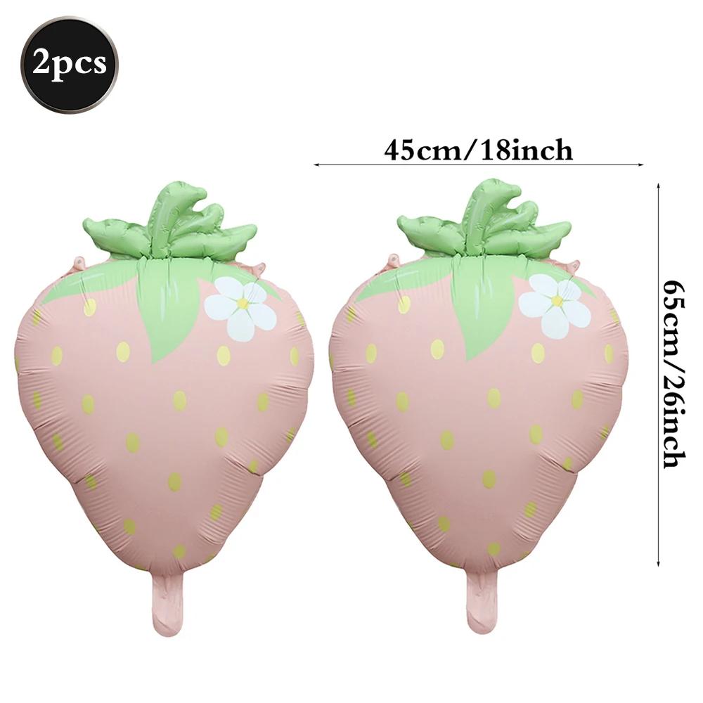 Strawberry Balloon Cute Sweet Foil Mylar Fruit Balloon Strawberry Themed Birthday Party Decoration Girls Kids Baby Shower Supply