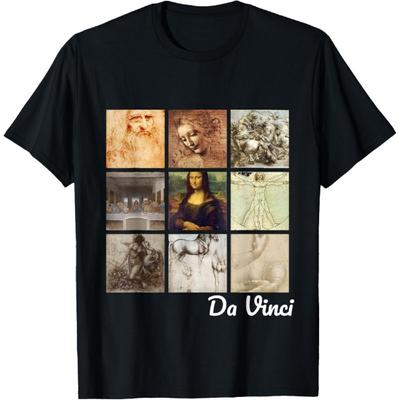 Leonardo Da Vinci Art - Mona Lisa, Vitruvian Man, Portrait T-Shirt