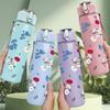 1PC Tiny Red Floral Blossom 750ml Color Plastic Sports Water Bottle Leakproof Flip Straw Lid Suitable for Sports Office Home Use