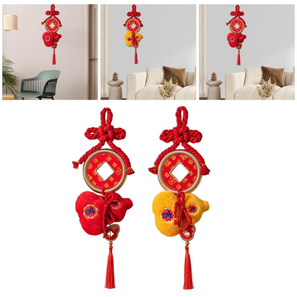 Chinese New Year Hanging Decoration Lunar New Year Ornament Plush Gourd Charm Pendant for Home Front Door Wall Entrance Window