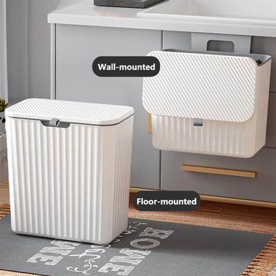 Good-1 Piece Kitchen Trash Can Large Capacity Garbage Cans With Lid Hanging Trash Bin For Bathroom Cabinet 7L