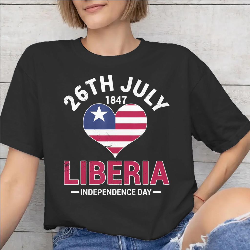 Fashion Liberia Independence Day T Shirt for Men Women 100 Cotton Tee Shirt Short Sleeve Clothing
