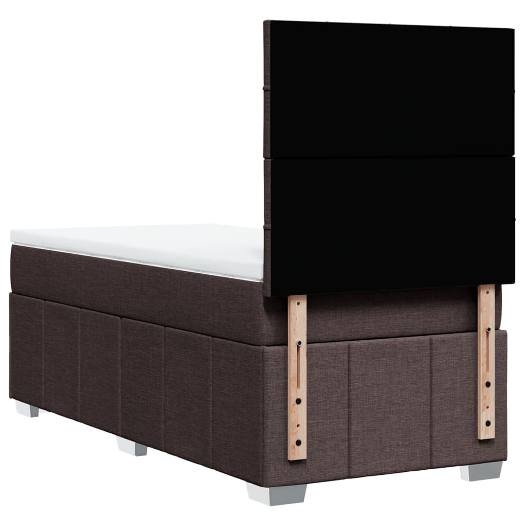 Box Spring Bed with Mattress Dark Brown 100x200 cm Fabric