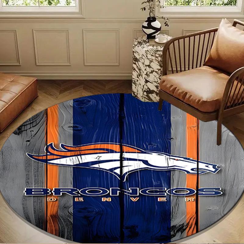 Denver Broncos Logo Round Mat, Anti-slip Circle Carpet Chair Rug For livingroom,Bedroom, Doormat Home Decor Gift Christmas Gifts