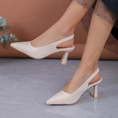 New Women Pumps Pointed Toe Sandals Slip On High Heels Sandal Black Sexy Heels Slingbacks Office Lady Shoes Wedding Summer 1422N