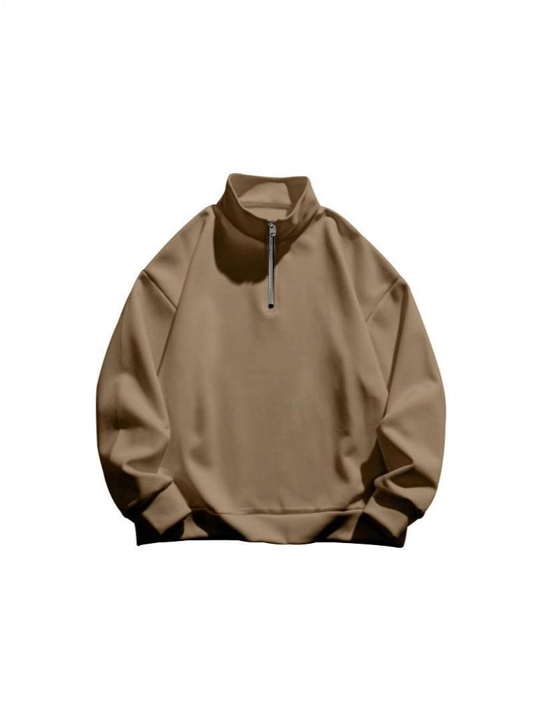 2025 Herren Stehkragen Halb-Zip Pullover Sweatshirt: Lässiger lockerer Schnitt für Frühling/Herbst