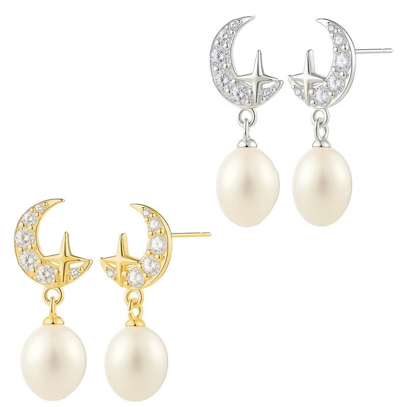 925 Sterling Silver Star and Moon Earrings: Elegant, Versatile Studs for Women