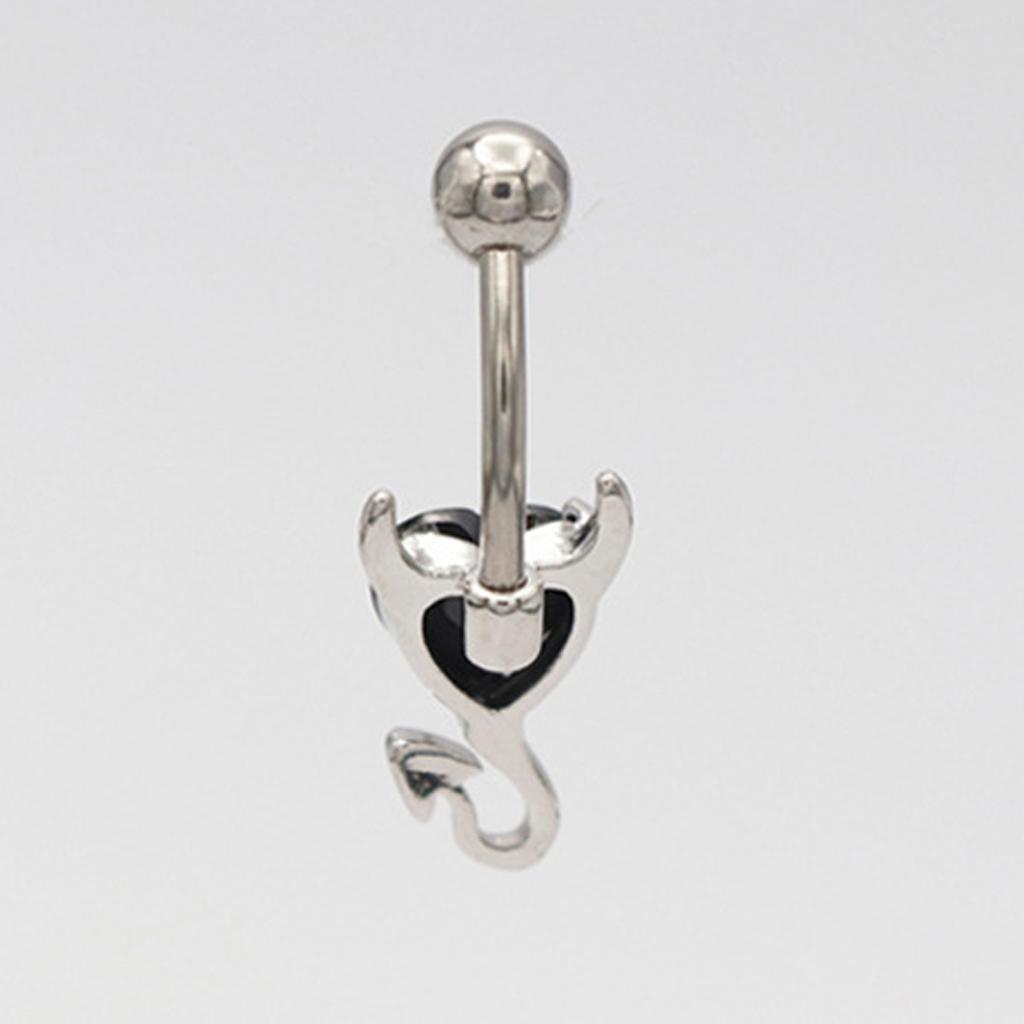 3x Devil Heart Crystal Surgical Steel Navel Belly Buckle for Family Gatherings