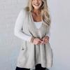 Women's Autumn/Winter V-Neck Casual Loose Knit Sweater Vest with Pockets
