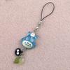 Handmade Cat Phone Chain Charm Fairy Core Four Leaf Clover Beaded Keychain Cute Ceramics Cat Keychain Bag Key Ring