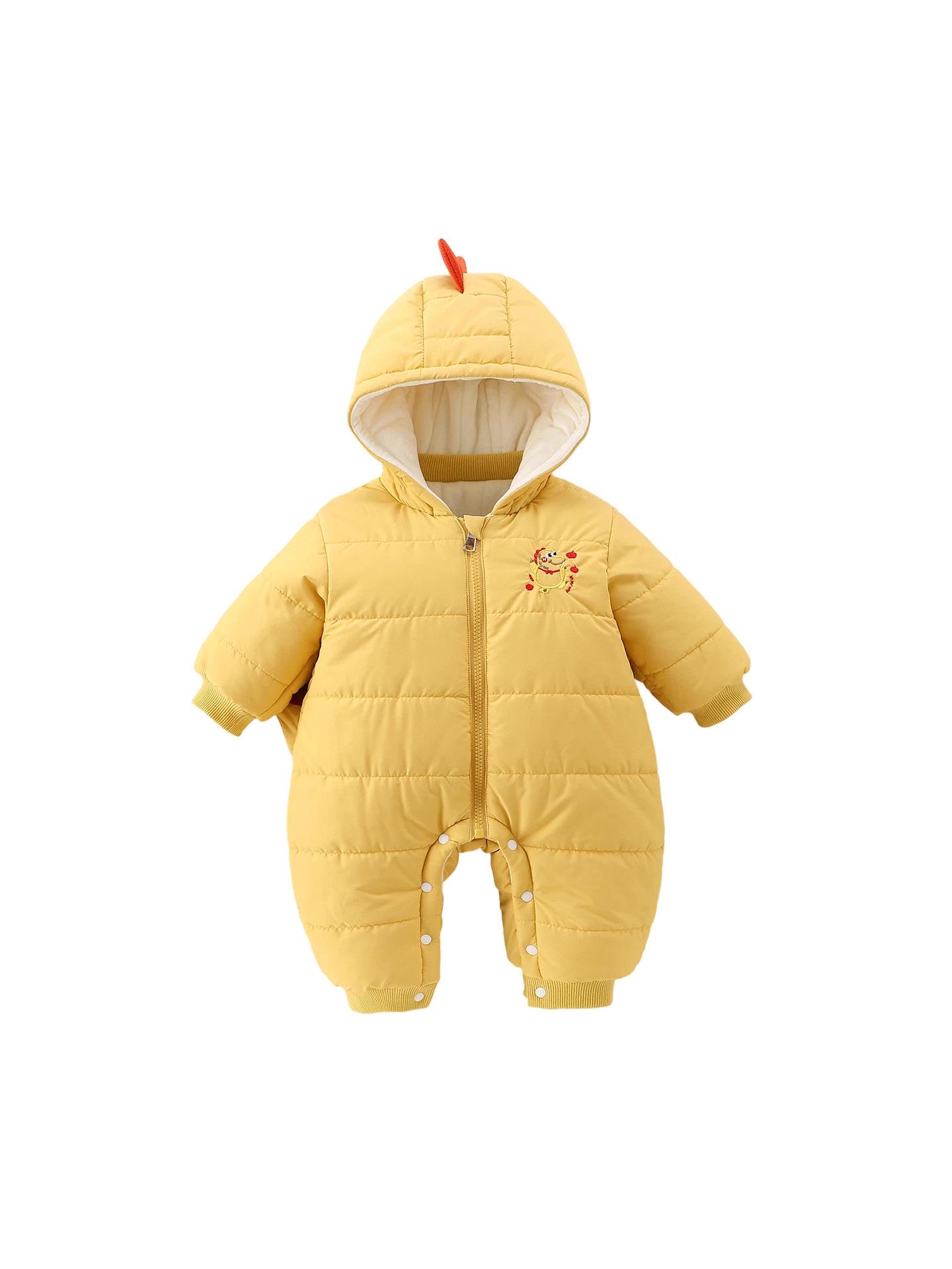Infant & Toddler Hooded Cotton Romper: Cartoon-Style, Thickened for Autumn & Winter 66 cm
